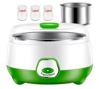 Yogurt Maker eléctrica con control de temperatura constante, capacidad de 1 litro, forro de acero inoxidable, incluye 3 vasos de vidrio, máquina de yogur casera multifunción para cocina