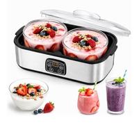 Yogurtera 1880ML Máquina de yogur con 2 vasos, máquina automática de yogur con control de temperatura y máquina de yogur eléctrica Time para yogur griego, queso, vino natto de arroz