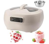 Yogurtera automática, máquina de fermentación inteligente de 5 l/8 l con revestimiento de acero inoxidable y pantalla LCD, control de temperatura y tiempo ajustable, for yogur griego/pan(White,8L)