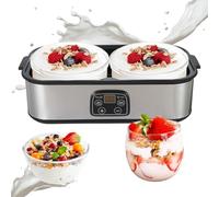 Yogurtera de 2 litros, máquina de yogur con 2 vasos, yogurtera con control de temperatura y tiempo, máquina de yogur griega automática multifuncional, enchufe de la UE 220 V