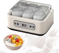 Yogurtera de cristal de 1,5 l, control de temperatura, silenciosa | 1,5 L de volumen total, 6 vasos de 250 ml, herméticos, frescos, aptos para lavavajillas, fáciles de limpiar