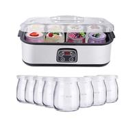 Yogurtera De Gran Capacidad De 1400 Ml, Control De Temperatura Y Tiempo Ajustables, Ahorro De Energía De 25 W, Tarros De Cristal con 8 Sabores
