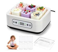 Yogurtera digital automática con 6 vasos, temperatura ajustable y temporizador para yogur, queso, natto, vino de arroz, 1,5 L
