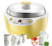 Yogurtera, yogurtera con Revestimiento de Acero Inoxidable de 1 litro y Revestimiento cerámico de 125 ML*4, Ajuste de Tiempo, Control termostático, Tapa Transparente, máquina para Hacer Yogur