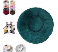 YOHFRFGX Furry Cat Donut, Furry Donut Cat, Cat Donut Bed, Washable Anti-Anxiety Donut Dog Cuddler Bed, Non-Slip Bottom Winter Pet Plush Bed, Round Cat Bed Pet Mattress Warm Comfortable (M,Blue)