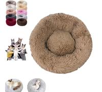 YOHFRFGX Furry Cat Donut, Furry Donut Cat, Cat Donut Bed, Washable Anti-Anxiety Donut Dog Cuddler Bed, Non-Slip Bottom Winter Pet Plush Bed, Round Cat Bed Pet Mattress Warm Comfortable (2XL,Khaki)
