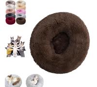 YOHFRFGX Furry Cat Donut, Furry Donut Cat, Cat Donut Bed, Washable Anti-Anxiety Donut Dog Cuddler Bed, Non-Slip Bottom Winter Pet Plush Bed, Round Cat Bed Pet Mattress Warm Comfortable (3XL,Coffee)