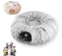 YOHFRFGX Furry Donut Cat Toy, Furry Cat Donut, Furry Cat Donut, Cat Tunnel Bed with Furry Soft Mat, Cat Donut Tunnels, Peekaboo Tube Cat Cave Toys, Cat Tunnels for Indoor Cats (Gray)