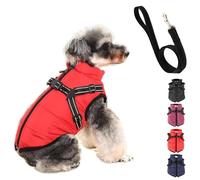 YOHFRFGX Furry King Dog Winter Coat, Furry Jacket for Dogs, Furry Dog Jacket with Harness, Pet Outdoor Jacket, Waterproof Windproof Dog Snow Jacket with Zipper, for Small Medium Large Dogs (3XL,Red)