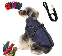 YOHFRFGX Pawbb Dog Jacket, Pawbb - Waterproof Winter Jacket with Built-in Harness, Furry King Dog Winter Coat with Harness, Dog Winter Jacket with Warness, for Small Medium Large Dog (L,Navy Blue)