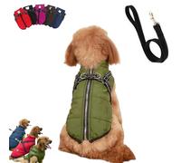 YOHFRFGX Pawbb Dog Jacket, Pawbb - Waterproof Winter Jacket with Built-in Harness, Furry King Dog Winter Coat with Harness, Dog Winter Jacket with Warness, for Small Medium Large Dog (XL,Army Green)