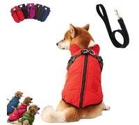 YOHFRFGX Pawbb Dog Jacket, Pawbb - Waterproof Winter Jacket with Built-in Harness, Furry King Dog Winter Coat with Harness, Dog Winter Jacket with Warness, for Small Medium Large Dog (L,Red)