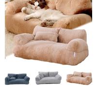 YOHFRFGX Revuera Pet Sofa, Plush Pet Sofa, Calming Pet Sofa, Washable Large Memory Foam, Fluffy Plush Pet Sofa, Dog Sofa Couch Bed for Large Small Dogs & Cats (M,Khaki)