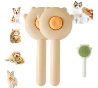 YOHFRFGX Self-Cleaning Grooming Brush, Paw Cat Brush with Release Button, Pet Floating Hair Massage Comb, Easy Removes Tangles Loose Hair for Short or Long Hair Cats Dogs (Yellow*2pcs)
