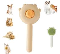 YOHFRFGX Self-Cleaning Grooming Brush, Paw Cat Brush with Release Button, Pet Floating Hair Massage Comb, Easy Removes Tangles Loose Hair for Short or Long Hair Cats Dogs (Yellow)