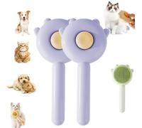 YOHFRFGX Self-Cleaning Grooming Brush, Paw Cat Brush with Release Button, Pet Floating Hair Massage Comb, Easy Removes Tangles Loose Hair for Short or Long Hair Cats Dogs (Purple*2pcs)