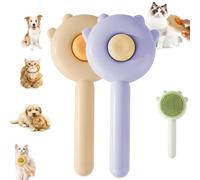 YOHFRFGX Self-Cleaning Grooming Brush, Paw Cat Brush with Release Button, Pet Floating Hair Massage Comb, Easy Removes Tangles Loose Hair for Short or Long Hair Cats Dogs (Yellow+Purple)