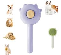 YOHFRFGX Self-Cleaning Grooming Brush, Paw Cat Brush with Release Button, Pet Floating Hair Massage Comb, Easy Removes Tangles Loose Hair for Short or Long Hair Cats Dogs (Purple)
