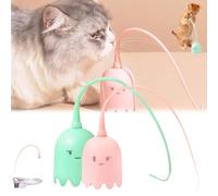 YOHFRFGX Swinging Tail Cat Toy, 2 in 1 Automatic Cat Silicone Tail Teaser Toy, Automatic Cat Teaser, Rat Tail Cat Teaser, Rechargeable Interactive Pet Swinging Tail Toy for Indoor (Green+Pink)