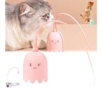 YOHFRFGX Swinging Tail Cat Toy, 2 in 1 Automatic Cat Silicone Tail Teaser Toy, Automatic Cat Teaser, Rat Tail Cat Teaser, Rechargeable Interactive Pet Swinging Tail Toy for Indoor (Pink)