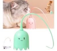 YOHFRFGX Swinging Tail Cat Toy, 2 in 1 Automatic Cat Silicone Tail Teaser Toy, Automatic Cat Teaser, Rat Tail Cat Teaser, Rechargeable Interactive Pet Swinging Tail Toy for Indoor (Green)