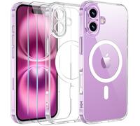 Yohii Funda Magnética para IP 17 6,1 Pulgadas Compatible mag-Safe con 2 Piezas Cristal Templado, Protección De Cámara Carcasa Militar Antigolpes Resistente Arañazos Serie Classic, Transparente