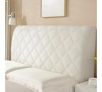 YOHOCS Fundas Cabecero de Cama, Terciopelo Cubierta de cabecera elástica Funda, Funda Acolchada para cabecero,Tejido de Terciopelo Suave,Blanco,150cm