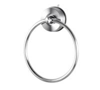 YOHOM Anillo de soporte para toallas de mano para pared de baño, gancho con ventosa para toallas (plateado, 1 unidad)
