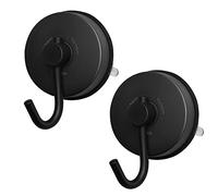 YOHOM Colgador Ventosa Gancho con Ventosa Baño Fuerte Toallero Gancho de Acero Inoxidable Perchero Gancho para Pared Cocina Ducha Gancho de Succión Sin Taladro, Acabado Cepillado, mate negro, 2 piezas