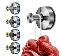 YOHOM Gancho con ventosa Ganchos para colgar Toallas Colgador Ventosa Toallero ventosa para azulejo Pared Fuerte Toallero con ventosa de Ducha Cocina Baño Sin Taladro Acero Inóxidable Plata, 4 Piezas