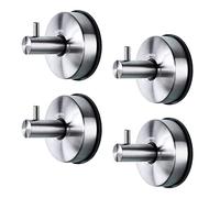 YOHOM Gancho de ventosa Ganchos para colgar Toallas Colgador Ventosa Toallero ventosa para azulejos Pared Fuerte Toallero con ventosa de Ducha Cocina Baño Sin Taladro Acero Inóxidable, Plata, 2 Piezas