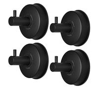 YOHOM - Gancho de ventosa para cuarto de baño, con ventosa, potente acero inoxidable, soporte para cocina, ventosa, gancho de ducha de pared, color negro, 4