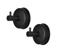 YOHOM Gancho Ventosa Ganchos para Colgar Toalla Colgador Pared Fuerte Toallero con Ventosa de Ducha Cocina Baño Sin Taladro Acero Inóxidable, Mate Negro, 2 Piezas