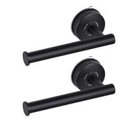 YOHOM Portarrollos de papel higiénico con ventosa, sin taladro, de acero inoxidable, resistente al agua, para baño, negro mate, 2 unidades