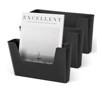 YOHOM Soporte para archivos de pared sin taladrar, organizador de revistas, soporte adhesivo para puerta, bolsillo único, (blanco 1) (negro, 3 piezas)