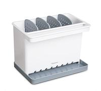 YOHOM Soporte para Fregadero Estropajo de Cocina Recipiente Estropajos Organizador con Divisor 3 en 1 Soporte para Porta Esponja y Trapos de Cocina