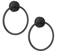 YOHOM Toallero de baño con ventosa para toallas de mano de acero inoxidable, colgador de toallas de pared para baño, cocina, sin taladro, color negro mate, 2 unidades