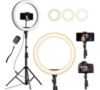 YOHOOLYO Aro de Luz con Tripode 12" Ring Light con Control Remoto 3 Modos 10 Brillos Regulables Anillo de Luz para TikTok, Maquillaje, Video Selfie, Youtube e Live Stream