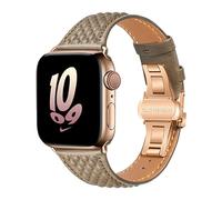 Yohryi Compatible con Apple Watch Correa 49mm 45mm 44mm 42mm 41mm 40mm 38mm, correa de cuero genuino con cierre de mariposa para iWatch Ultra 1 2 Series 9 8 7 6 5 4 3 2 1 SE,Gray 2,42/44/45/49mm