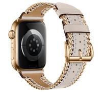 Yohryi Compatible con Apple Watch Correa 49mm 45mm 44mm 42mm 41mm 40mm 38mm, correa de cuero genuino con cierre de metal para iWatch Ultra 1 2 Series 9 8 7 6 5 4 3 2 1 SE,White 2,38/40/41mm