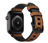 Yohryi Compatible con Apple Watch Correa 49mm 45mm 44mm 42mm 41mm 40mm 38mm, correa de goma de cuero genuino a prueba de sudor para iWatch Series 9 8 7 6 5 4 3 2 1 SE Ultra 2 1,Brown 1,38/40/41mm