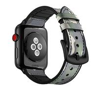Yohryi Compatible con Apple Watch Correa 49mm 45mm 44mm 42mm 41mm 40mm 38mm, pulsera de repuesto de goma de cuero genuino para iWatch Ultra 2 1 Series 9 8 SE 7 6 5 4 3 2 1,Camo 1,42/44/45/49mm