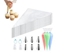 Yohtlfp 100 Piezas Manga Pastelera Profesional, Mangas Pasteleras Desechables con 6 Boquillas + 2 Acopladores + 2 Ligas de Silicona, para Decoración de Cupcakes, Pastelería, Tartas, Chocolate