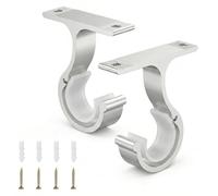 Yohtlfp 2 PCS Soporte Barra Cortina 20-28mm, Soportes Dobles para Barra de Cortina en Aleación de Aluminio, Soportes Ajustables para Cortina, para el Dormitorio, Oficina, Baño (Blanco)