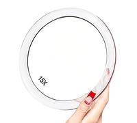 YoHumk Espejo de Aumento 15X - Utilizado para aplicación de Maquillaje - Pinzas - y eliminación de Puntos Negros/imperfecciones - Espejo Redondo de 15 cm con Tres ventosas para un fácil Montaje