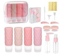 YoHyien 16 Piezas Botes Viaje Rellenables 100ml, Juego de Botellas Viaje Silicona, Envases para Viajar en Avion a Prueba de Fugas, Frascos sin BPA, Kit Higiene para Champu, Gel, Crema, y Loción