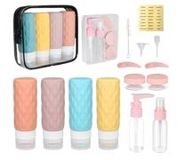 YoHyien 16 Piezas Botes Viaje Rellenables 100ml, Juego de Botellas Viaje Silicona, Envases para Viajar en Avion a Prueba de Fugas, Frascos sin BPA, Kit Higiene para Champu, Gel, Crema, y Loción