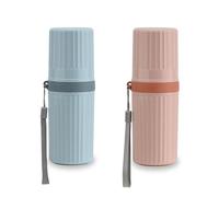 YoHyien 2 Piezas Estuche Cepillo Dientes Viaje, Funda Cepillo Dientes y Pasta Impermeable, Porta Cepillo de Dientes Viaje Portátil, Ideal para Viaje de Negocios, Escuela, Hogar y Camping (Azul + Rosa)