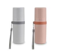 YoHyien 2 Piezas Estuche Cepillo Dientes Viaje, Funda Cepillo Dientes y Pasta Impermeable, Porta Cepillo de Dientes Viaje Portátil, Ideal para Viaje de Negocios, Escuela, Hogar y Camping (Gris + Rosa)