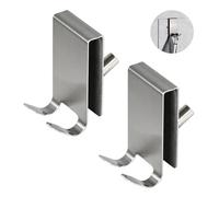 YoHyien 2 Piezas Ganchos Mampara Ducha, Colgador Toalla Mampara Ducha con Almohadilla de EVA, Perchas Baño sin Taladro de Acero Inoxidable, Apta para Vidrios sin Marco de 5-10 mm (Plateado)